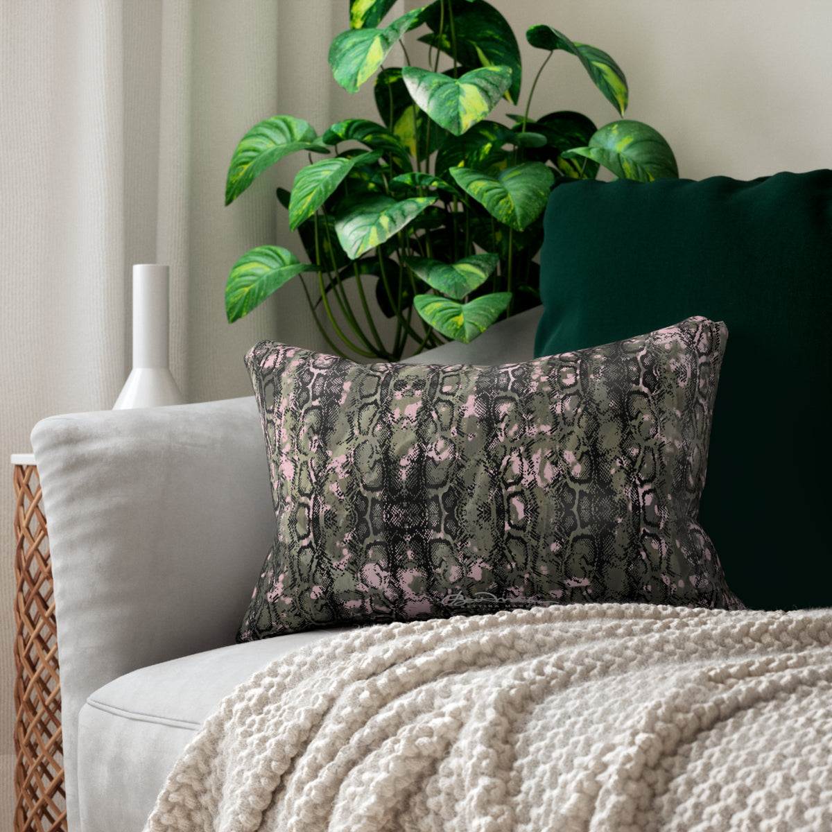 Pink Snake Skin Pillow