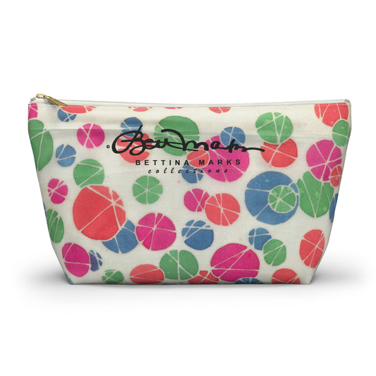 Tossed Medium Pastel Dots On White Accessory Pouch w T-bottom