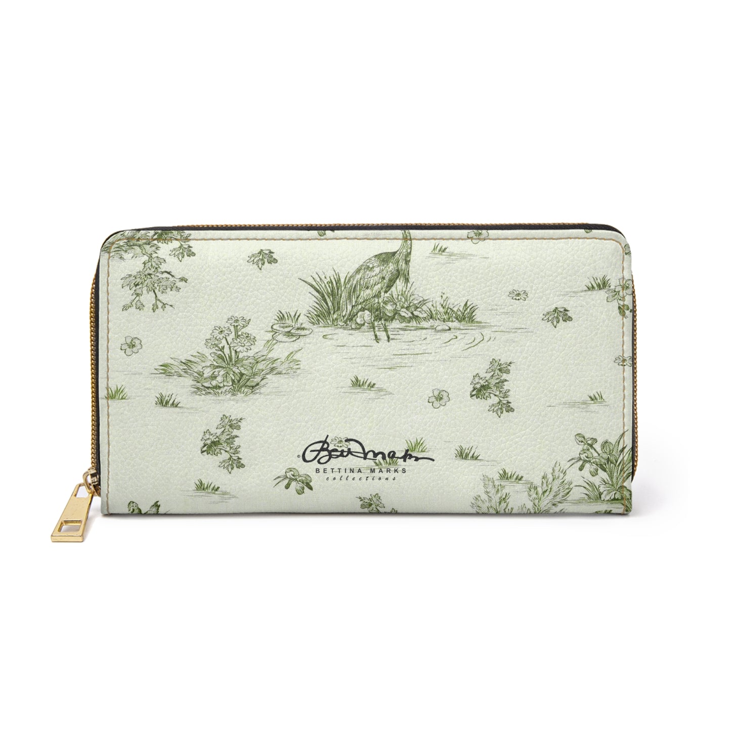 Toiles de Jouy tree Hugging Forest Green Zipper Wallet