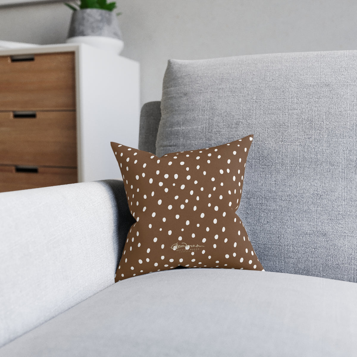 Brown Dalmatian Spots Square Pillow