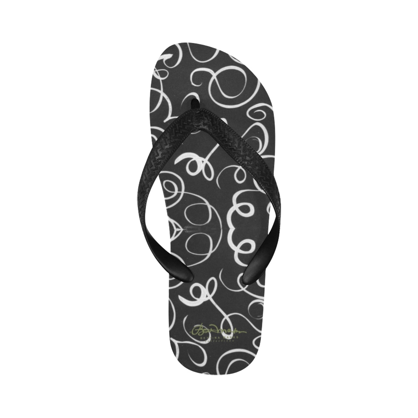 B&W Squiggles Flip Flops for Men/Women