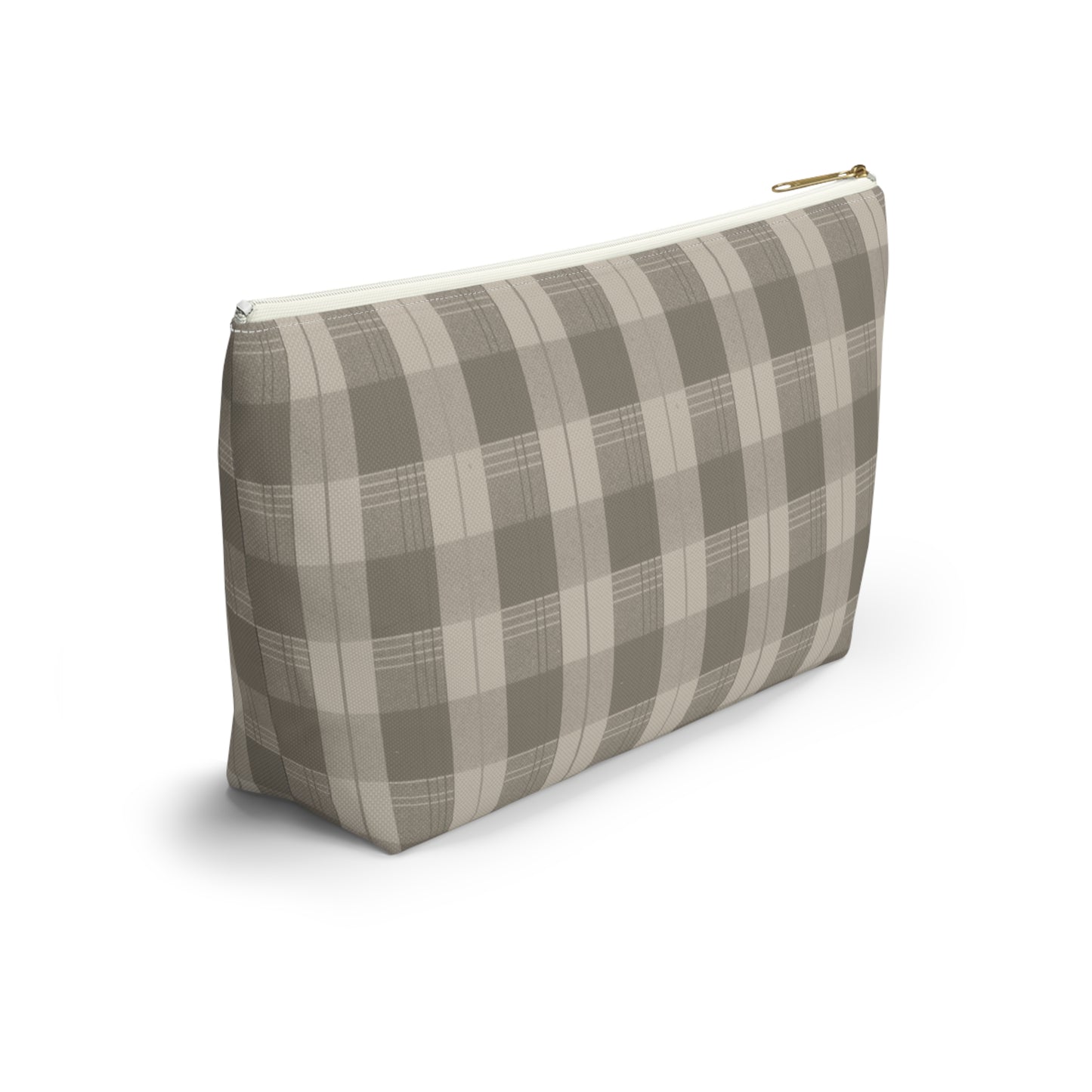 Cream Plaid Accessory Pouch w T-bottom