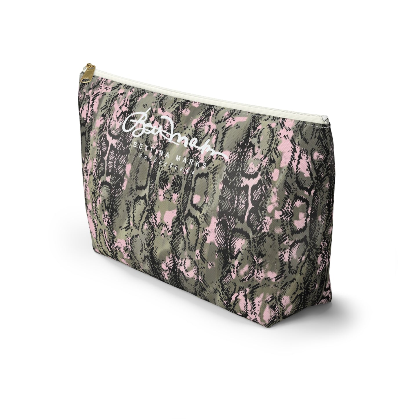 Pink Snake Skin Accessory Pouch w T-bottom