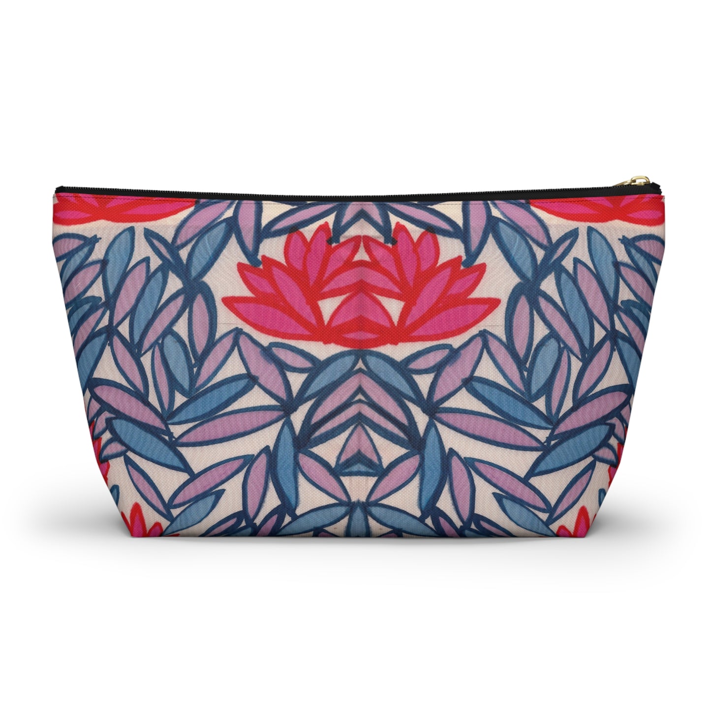 Pink Lotus Flowers Accessory Pouch w T-bottom