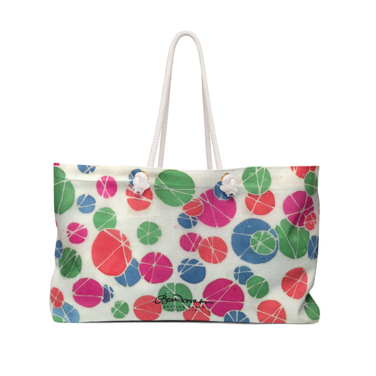 Tossed Medium Pastel Dots On White Weekender Bag