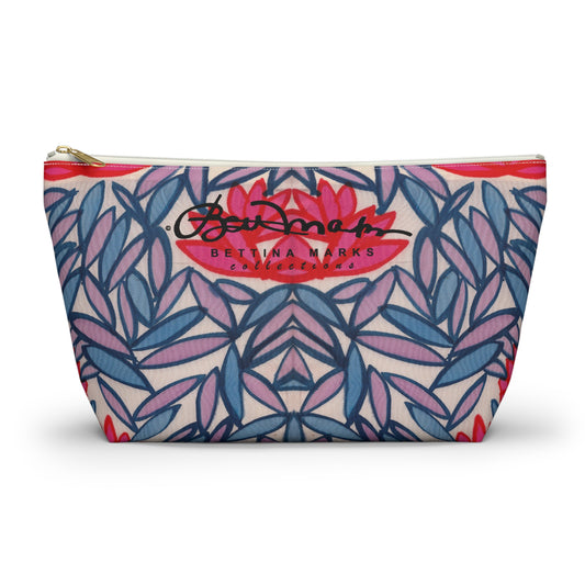 Pink Lotus Flowers Accessory Pouch w T-bottom