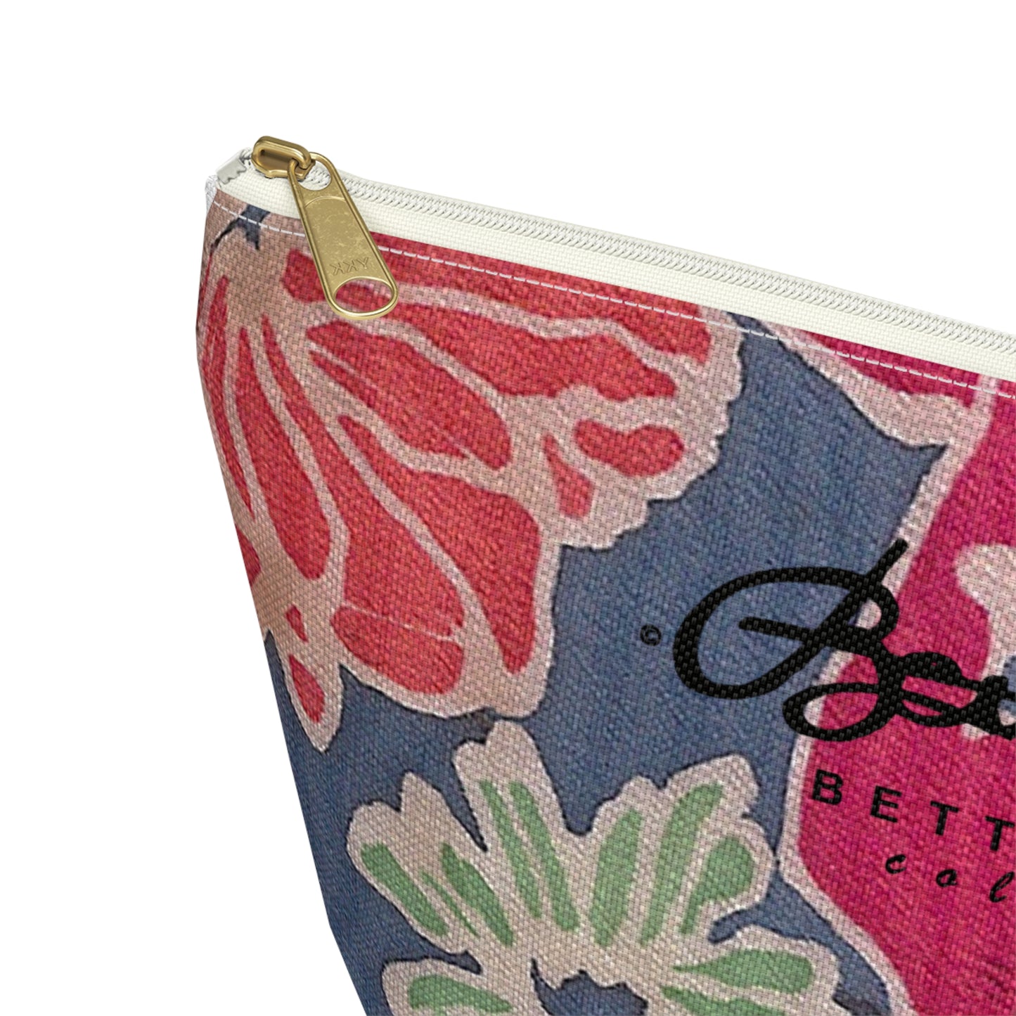 Floral Denim Accessory Pouch w T-bottom