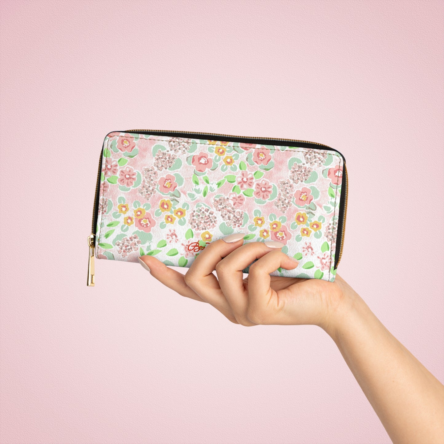 Floral on Pink Zipper Wallet