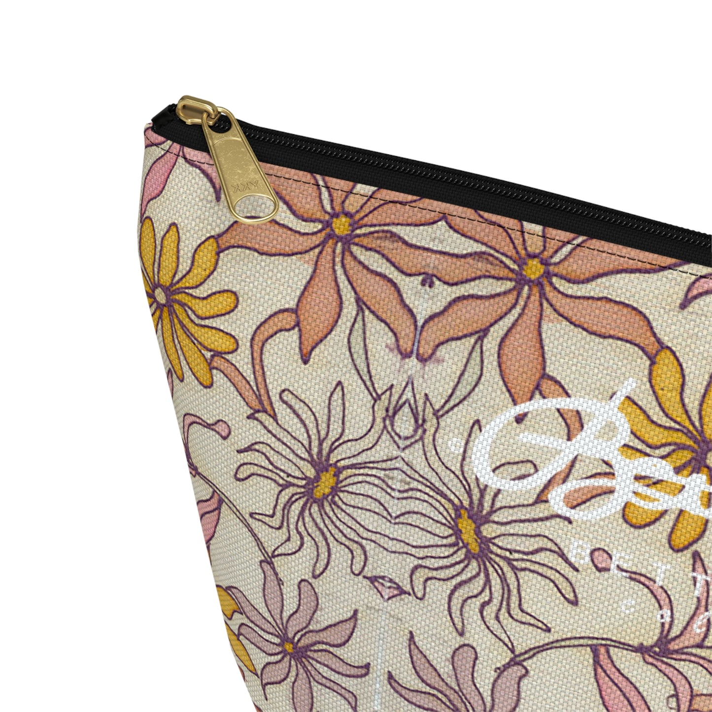 Vintage Pastel Floral Accessory Pouch w T-bottom