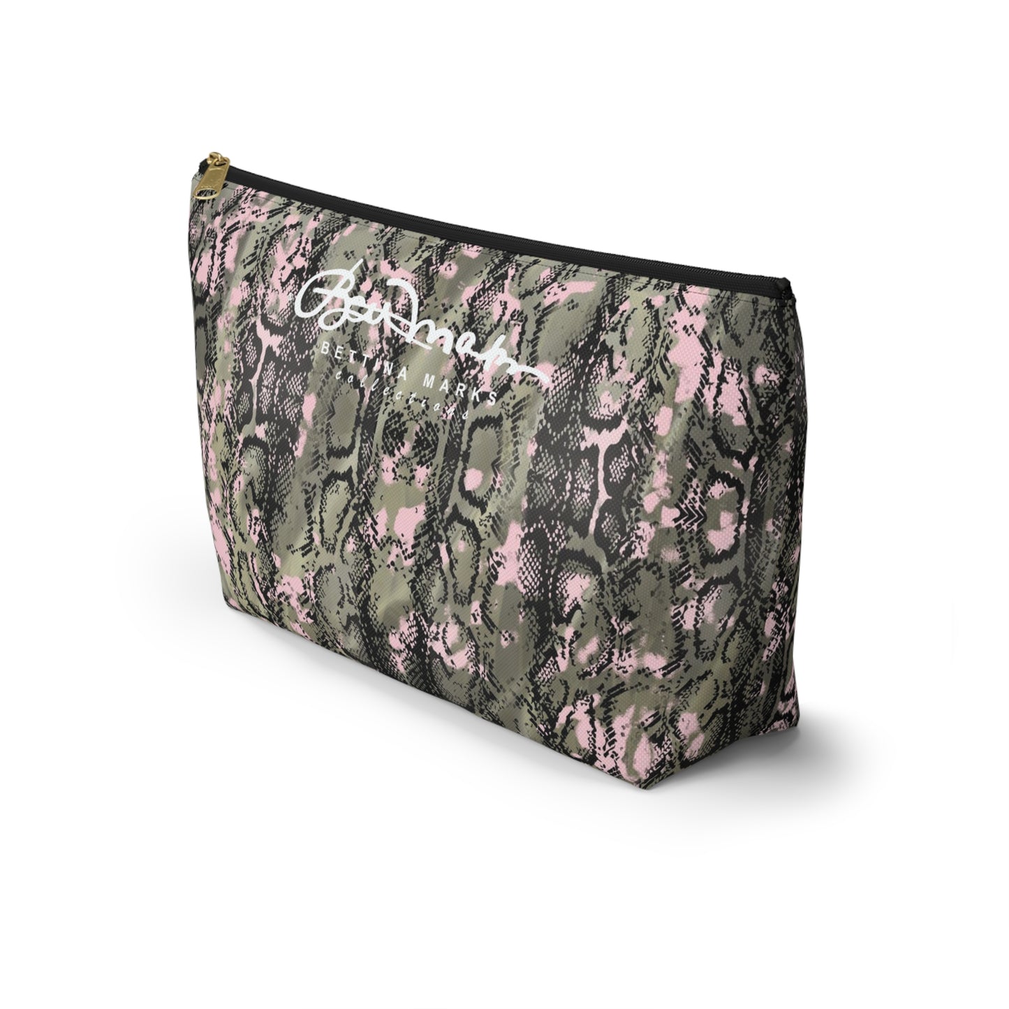 Pink Snake Skin Accessory Pouch w T-bottom