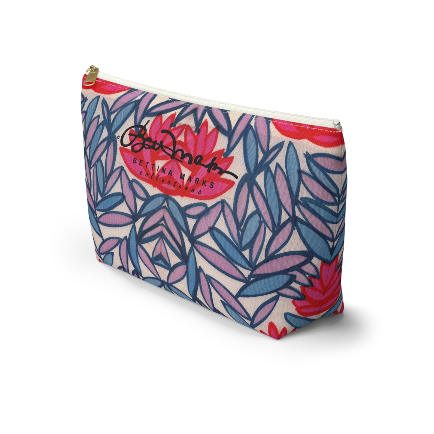 Pink Lotus Flowers Accessory Pouch w T-bottom