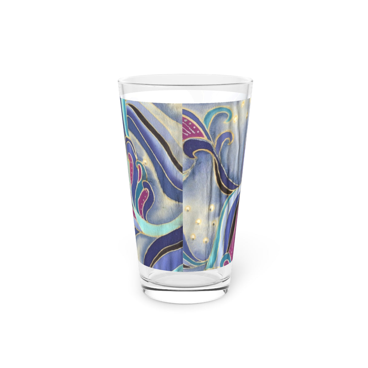 Blue Floral Swirls Pint Glass