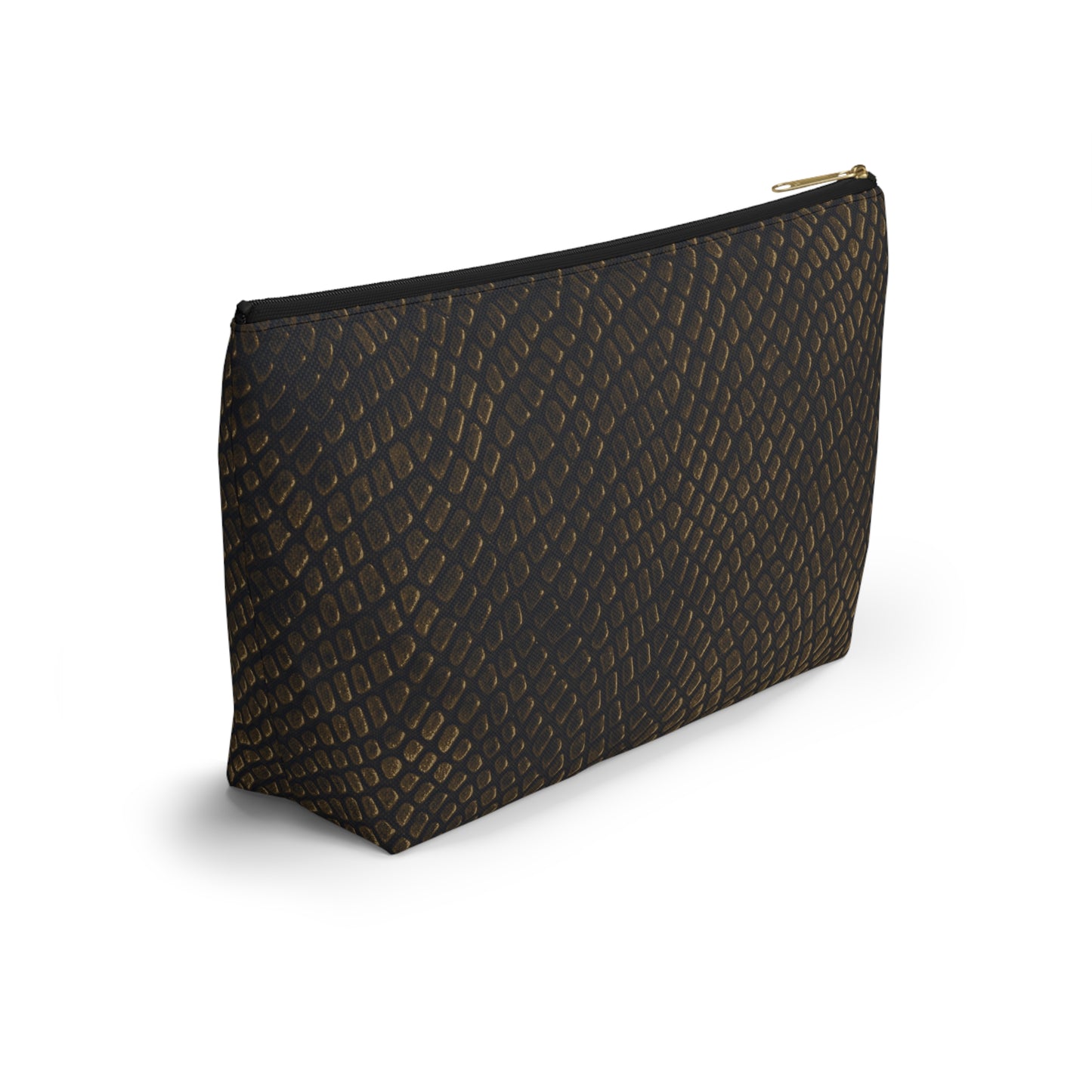 Bronze Crocodile Accessory Pouch w T-bottom