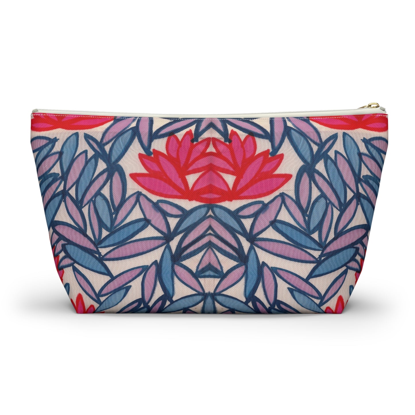 Pink Lotus Flowers Accessory Pouch w T-bottom