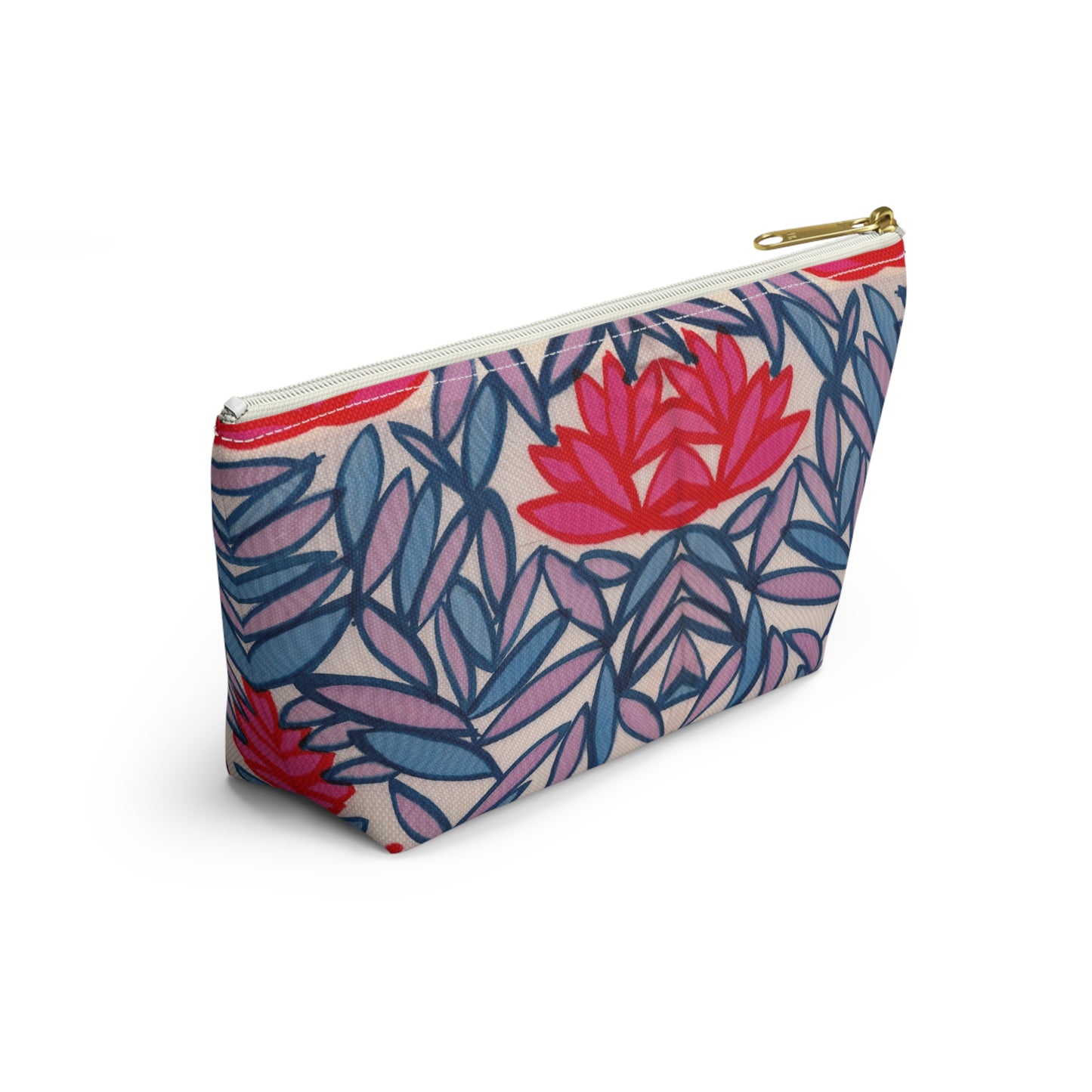 Pink Lotus Flowers Accessory Pouch w T-bottom