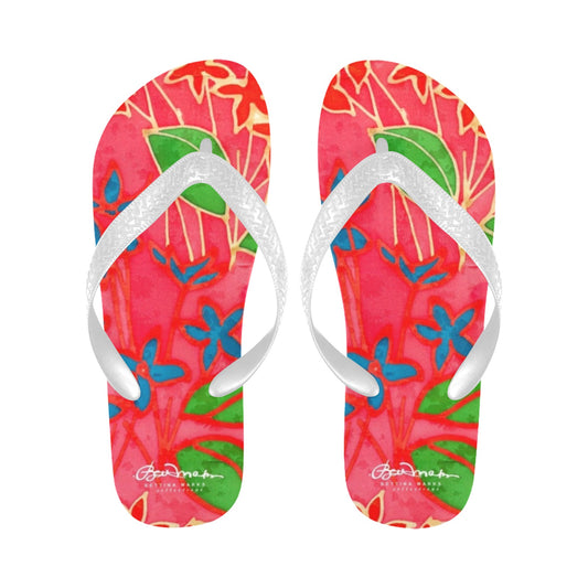 Hand Painted Tropical Leaves Flip Flops for Men/Women