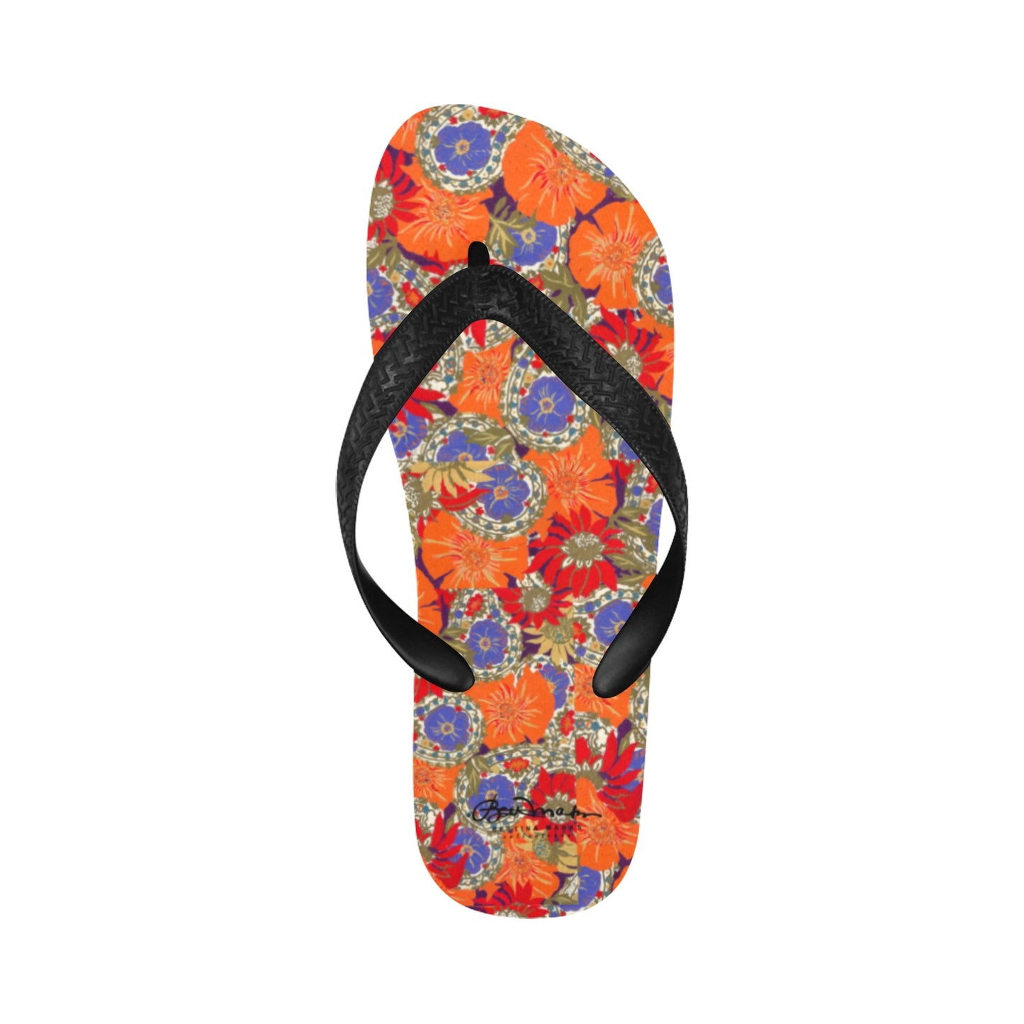 Orange Paisley Flip Flops for Men/Women