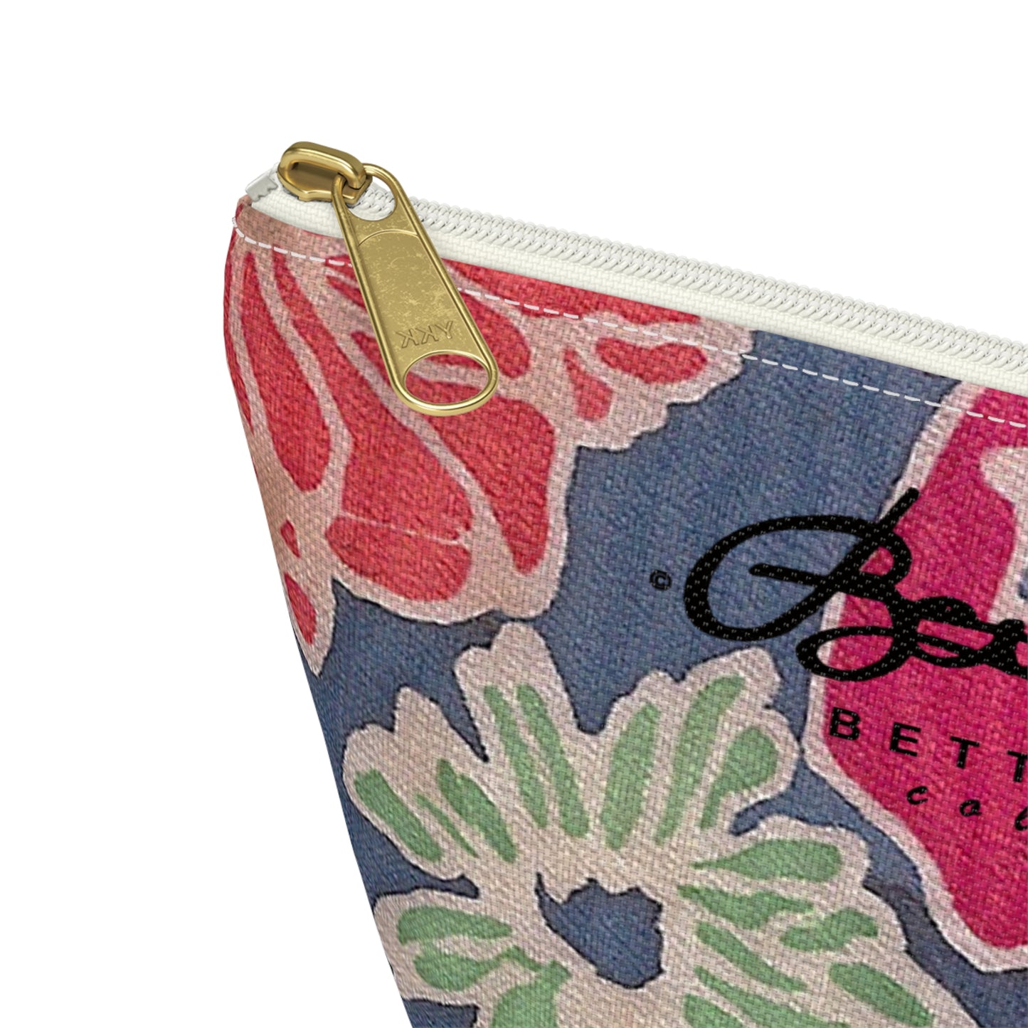 Floral Denim Accessory Pouch w T-bottom