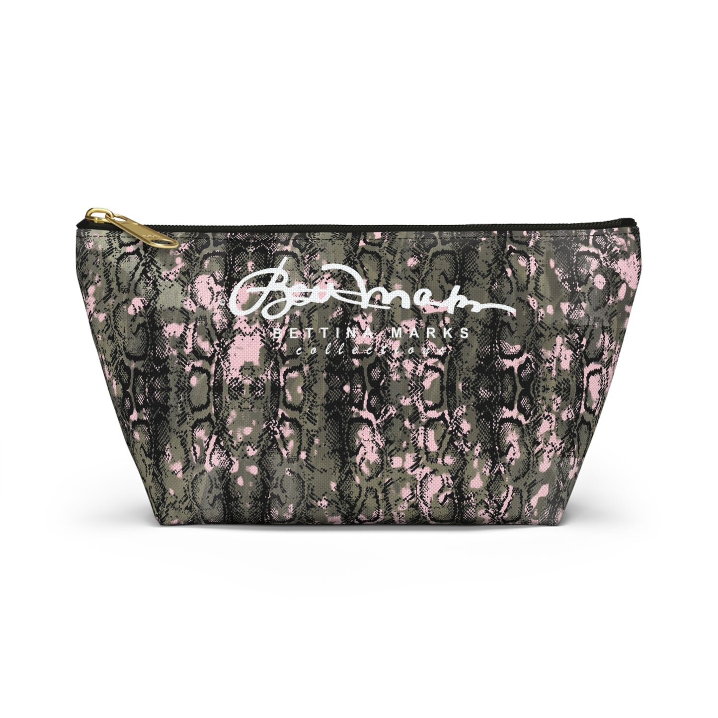Pink Snake Skin Accessory Pouch w T-bottom