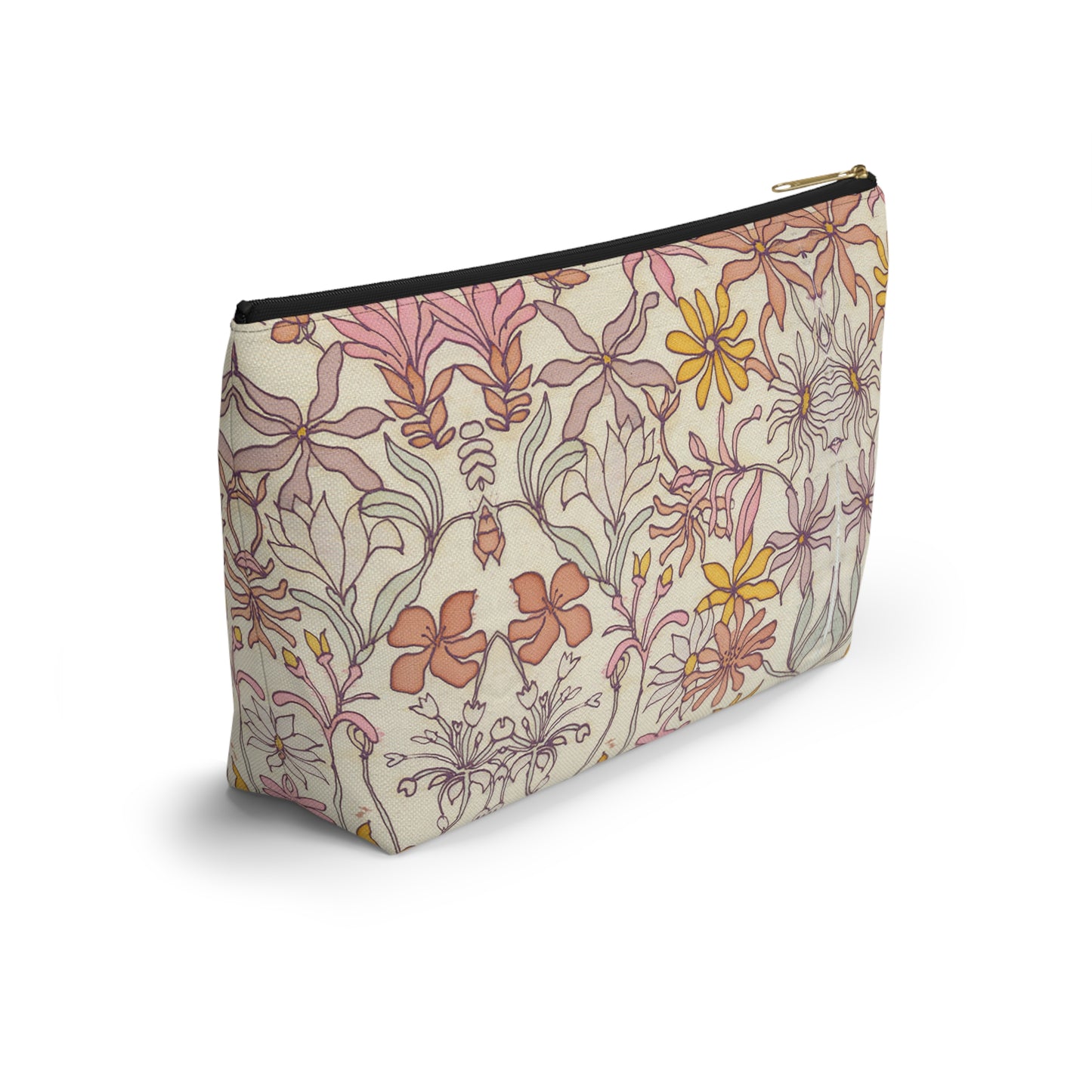Vintage Pastel Floral Accessory Pouch w T-bottom