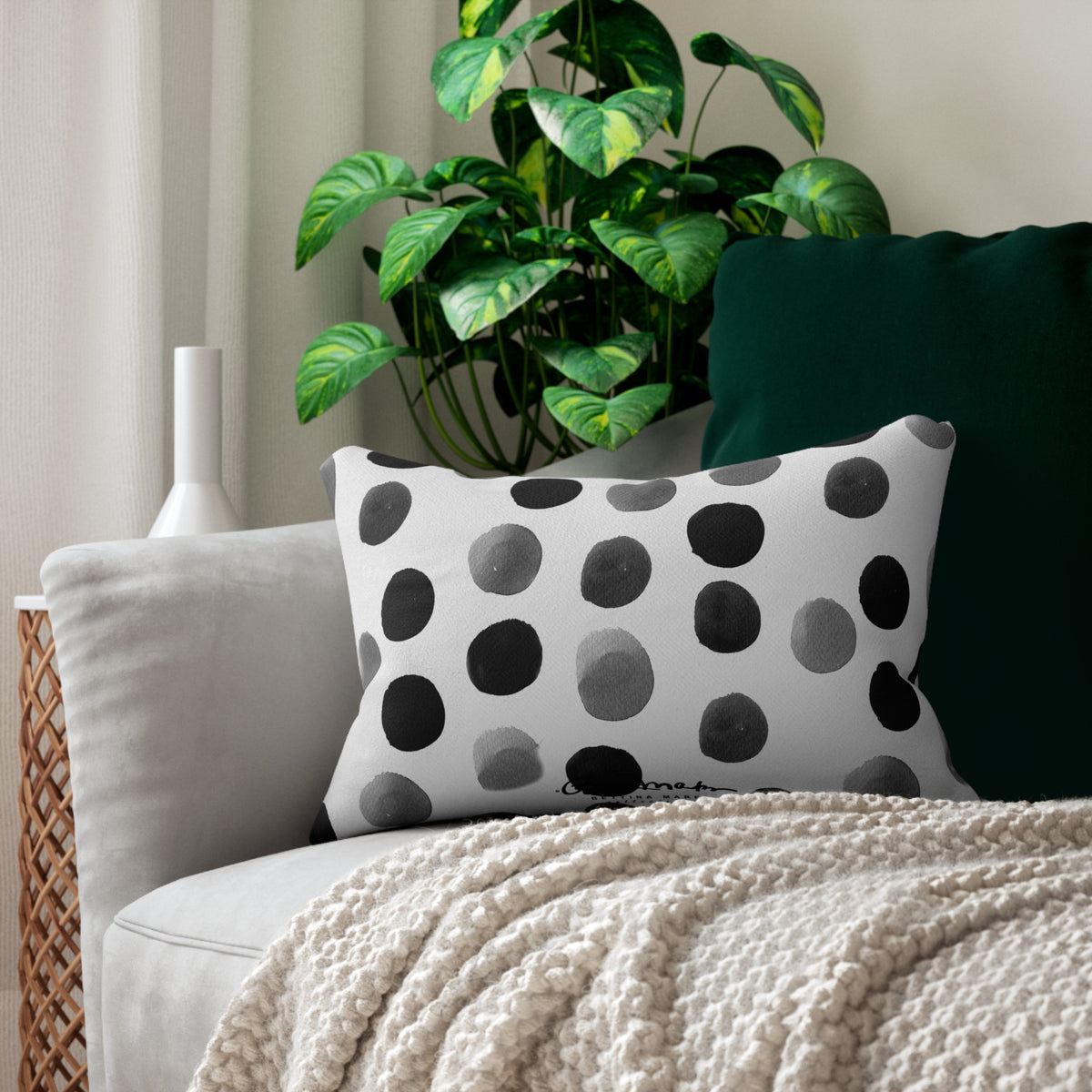 Charcoal Polka Dot Pillow