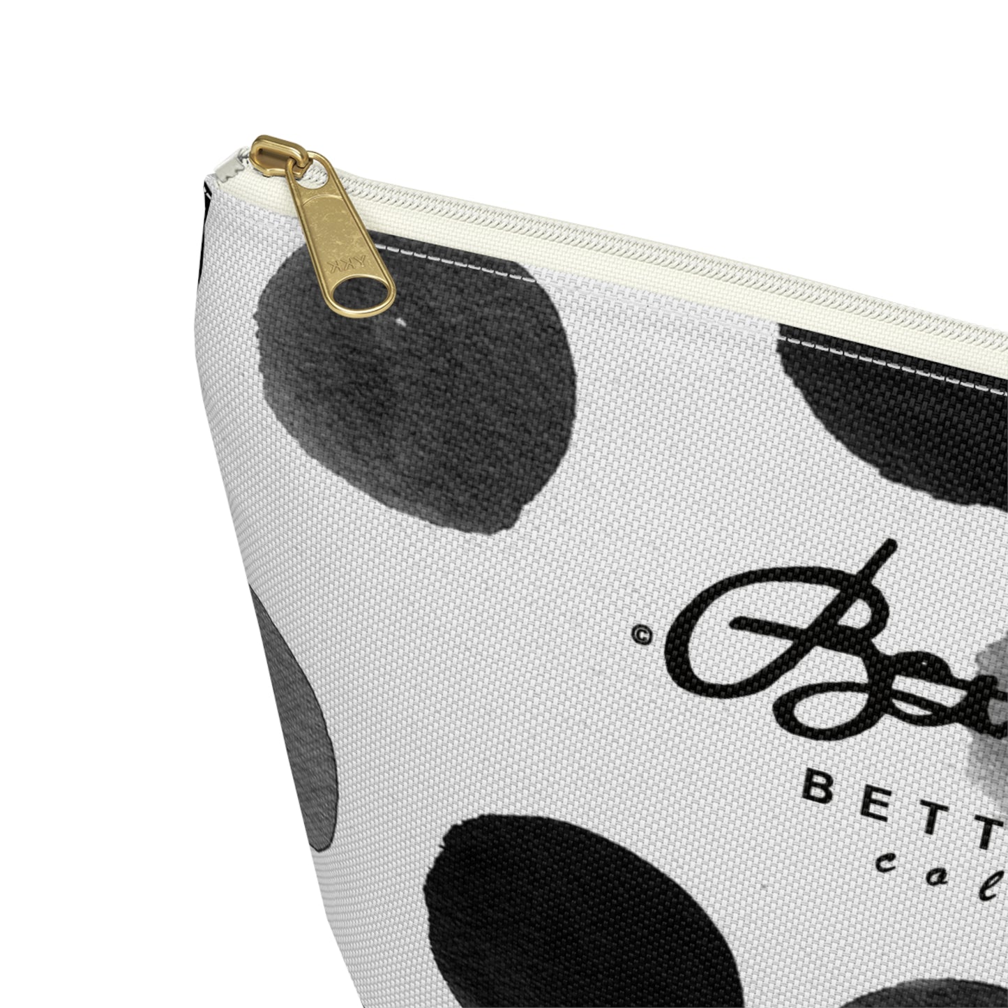 Charcoal Polka Dot Accessory Pouch w T-bottom