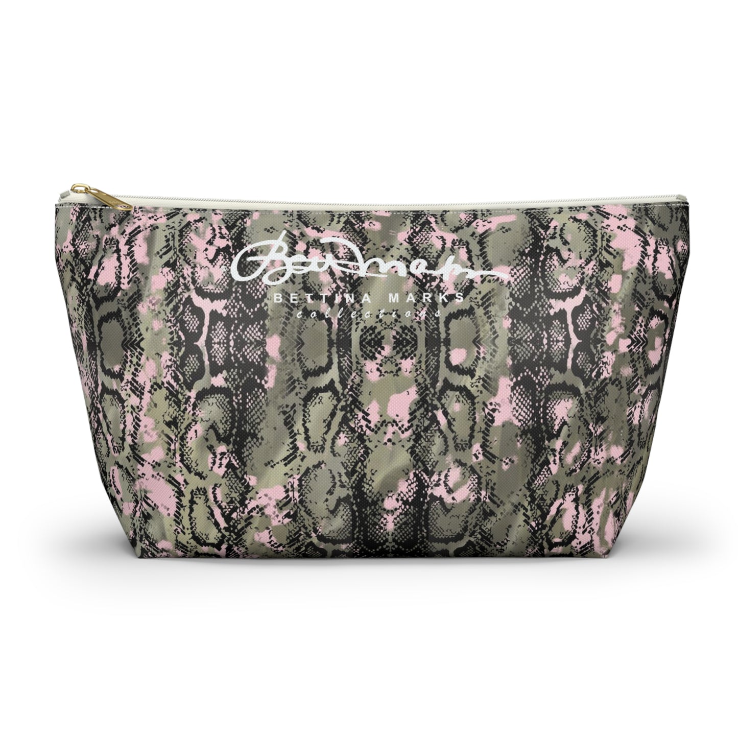 Pink Snake Skin Accessory Pouch w T-bottom