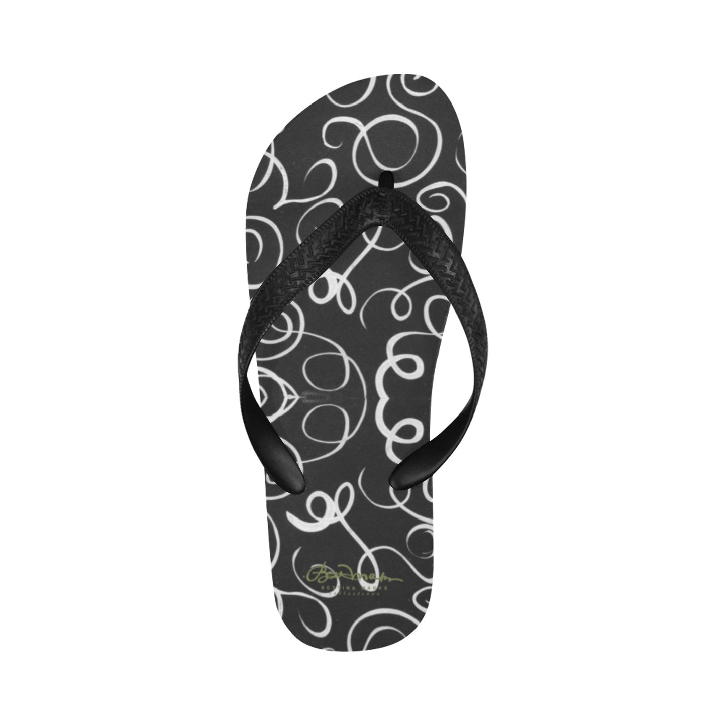 B&W Squiggles Flip Flops for Men/Women