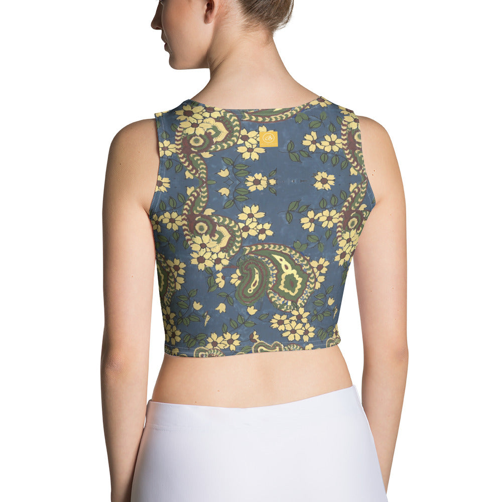 Vintage Blue Paisley Crop Top