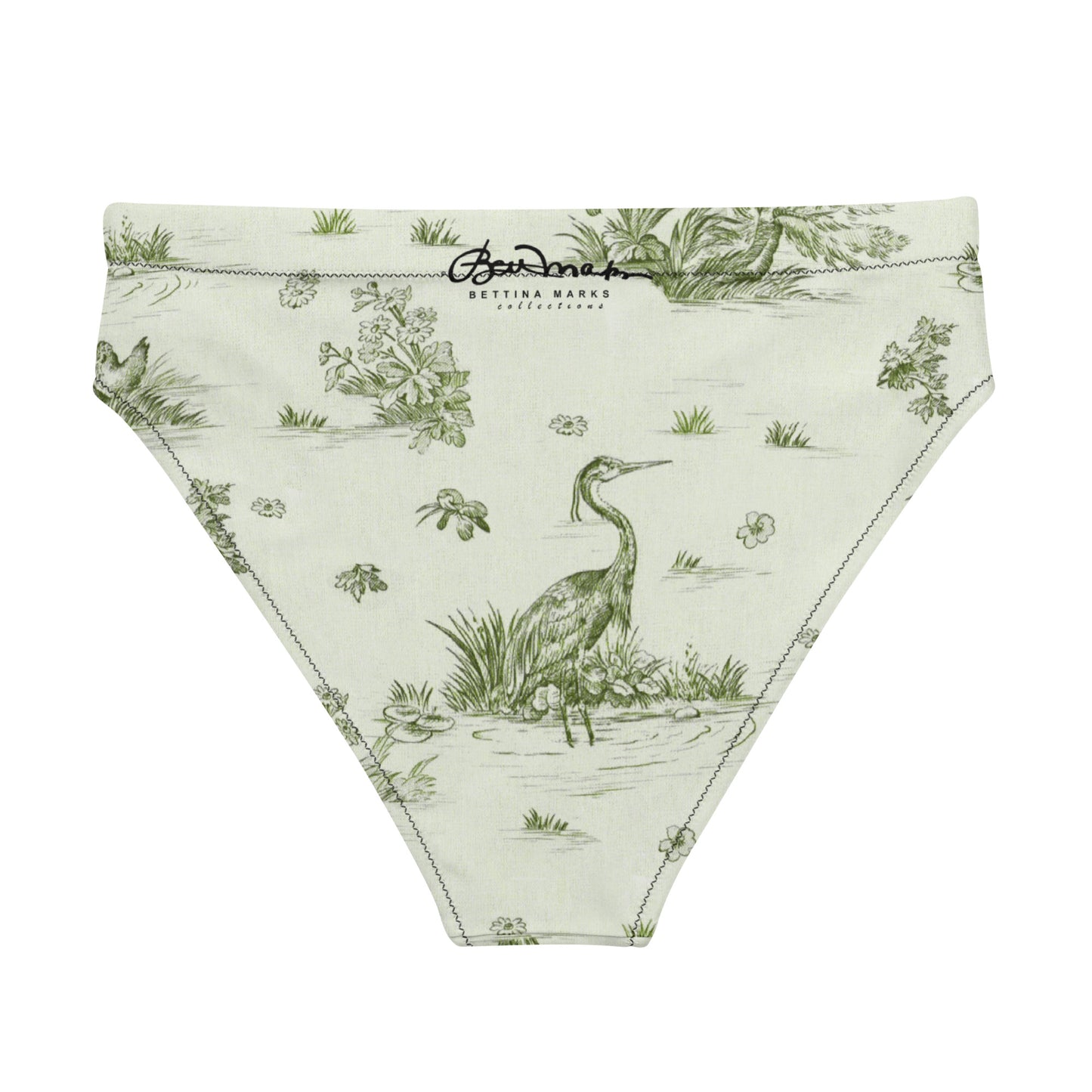 Toiles de Jouy tree Hugging Forest Green Recycled high-waisted bikini bottom