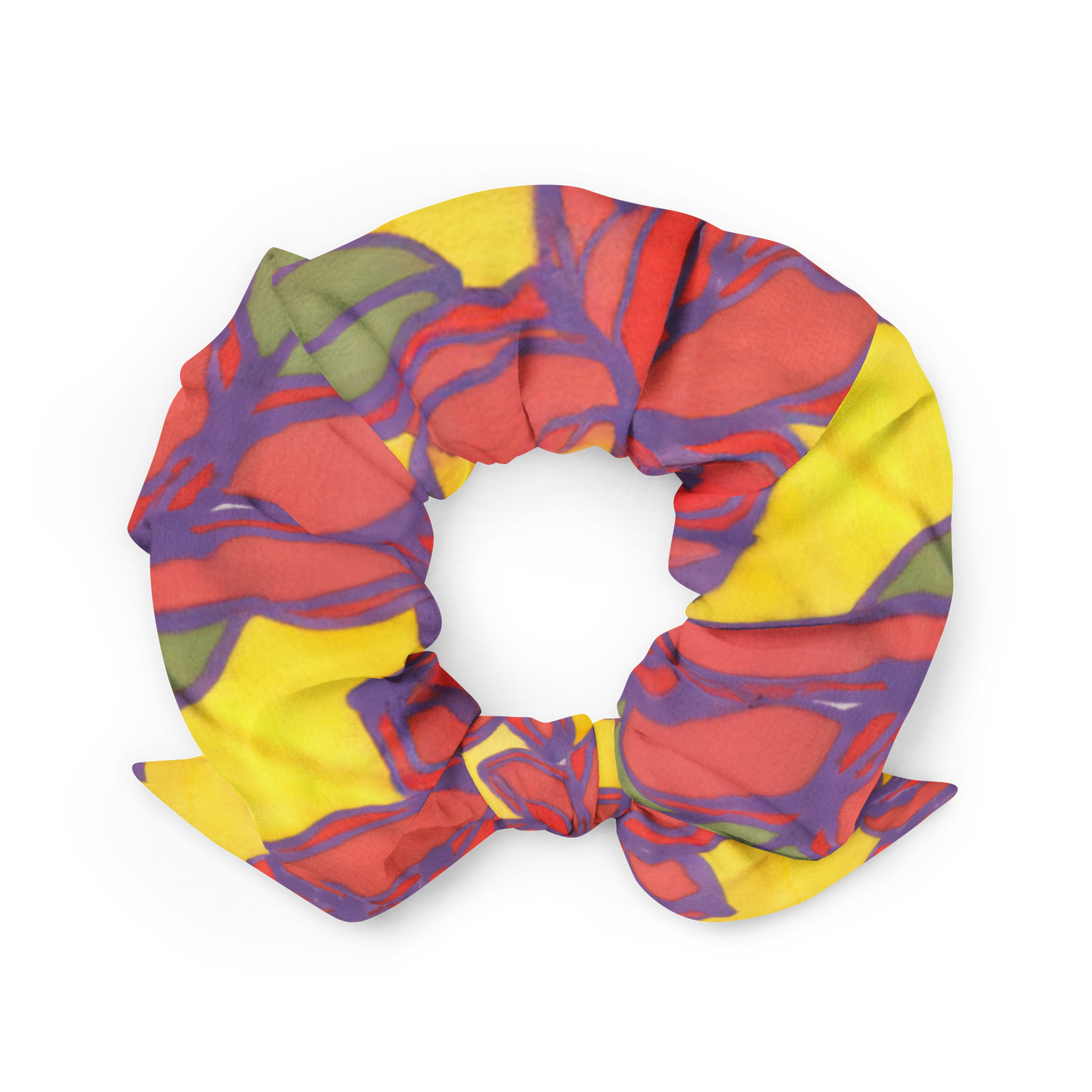Blue & Orange Floral Recycled Scrunchie