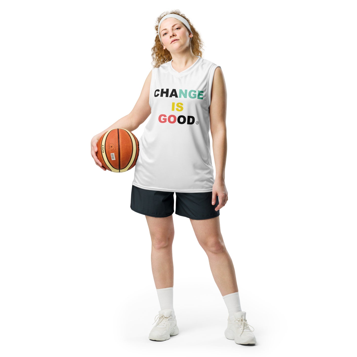 Change is GOOD Recycled unisex basketball jersey