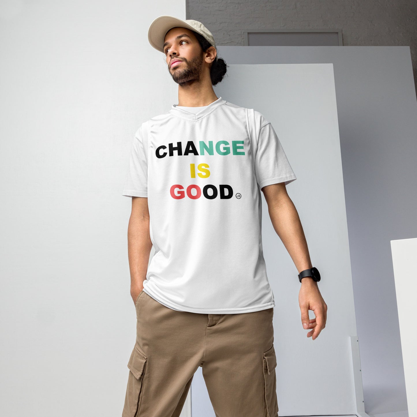 Change is GOOD Recycled unisex basketball jersey