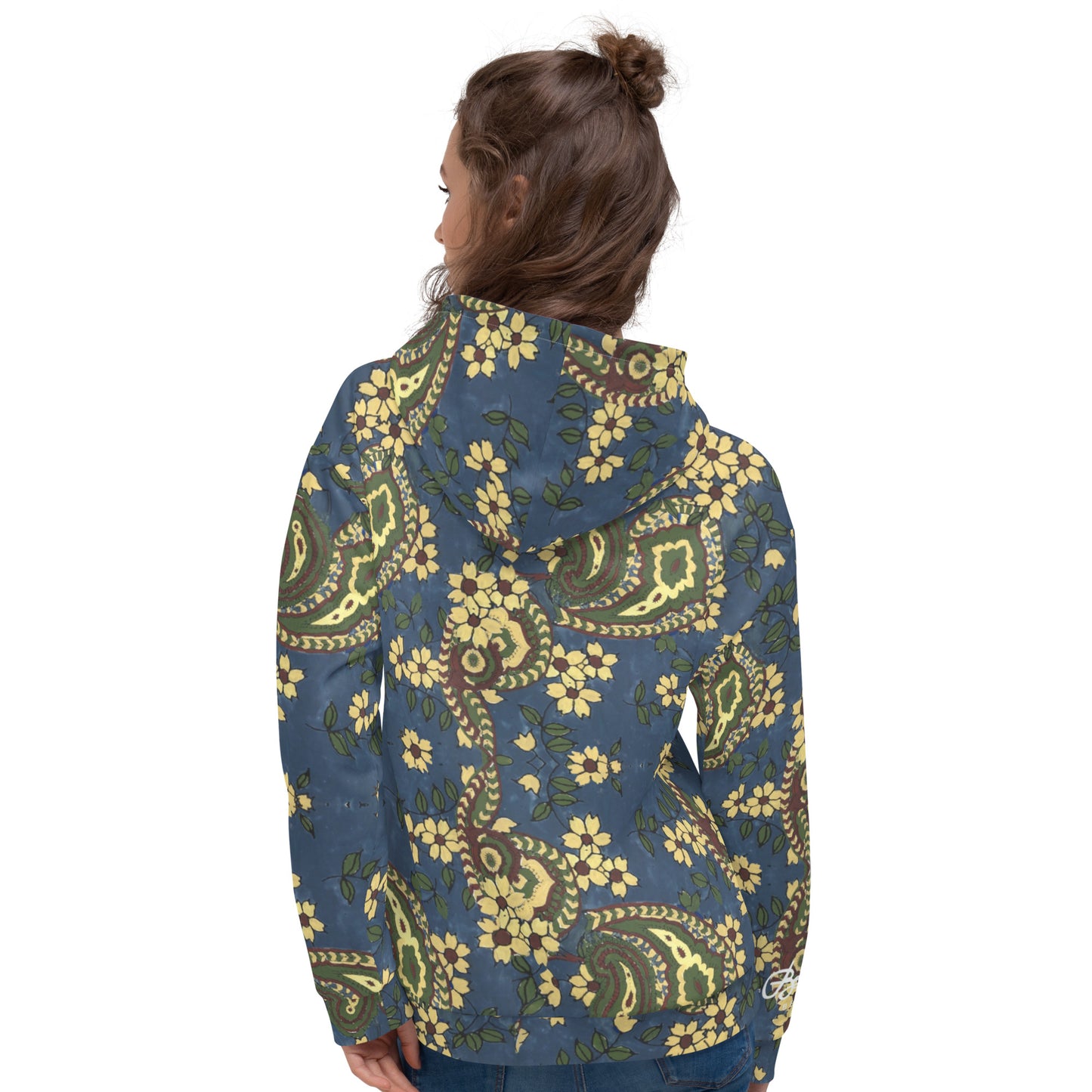 Recycled Unisex Hoodie - Vintage Blue Paisley - Women
