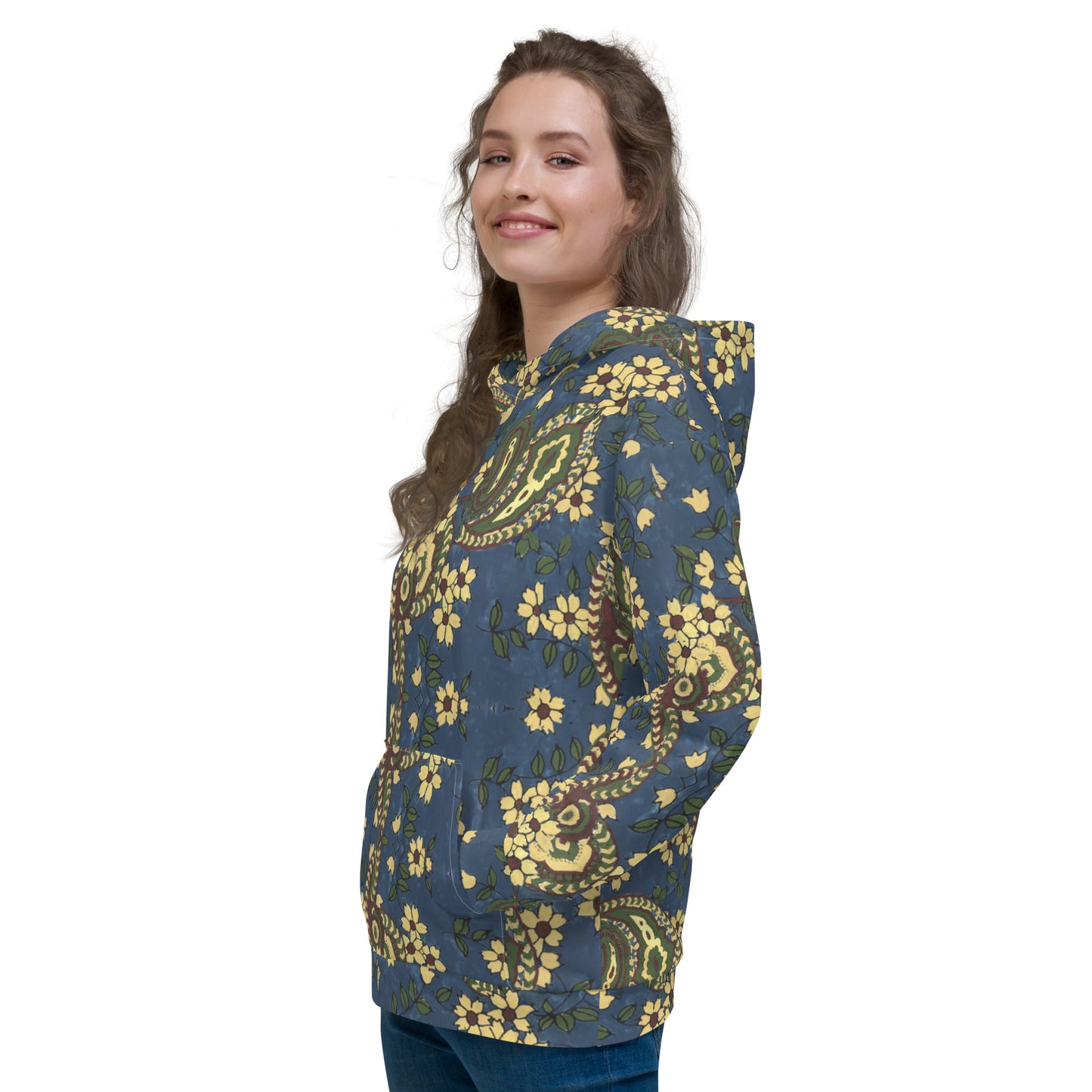 Recycled Unisex Hoodie - Vintage Blue Paisley - Women