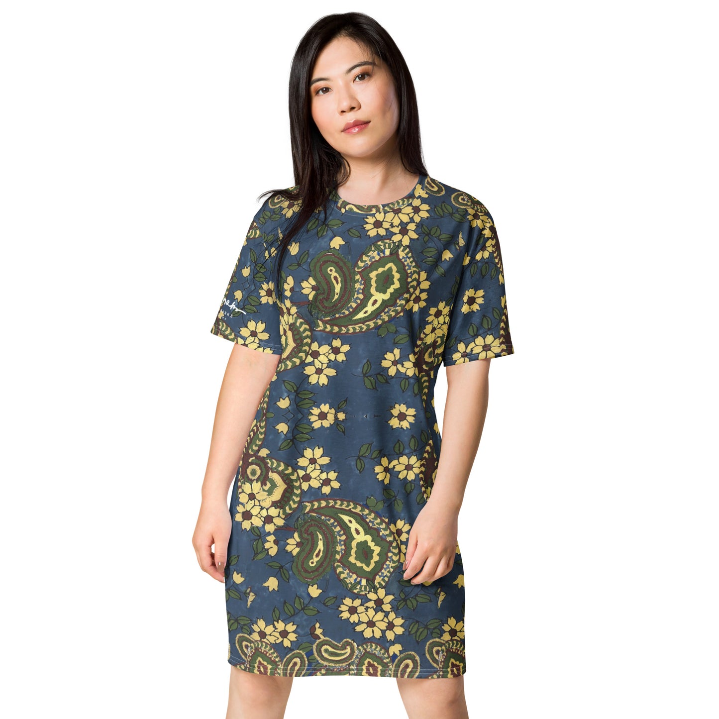 Vintage Blue Paisley T-shirt dress