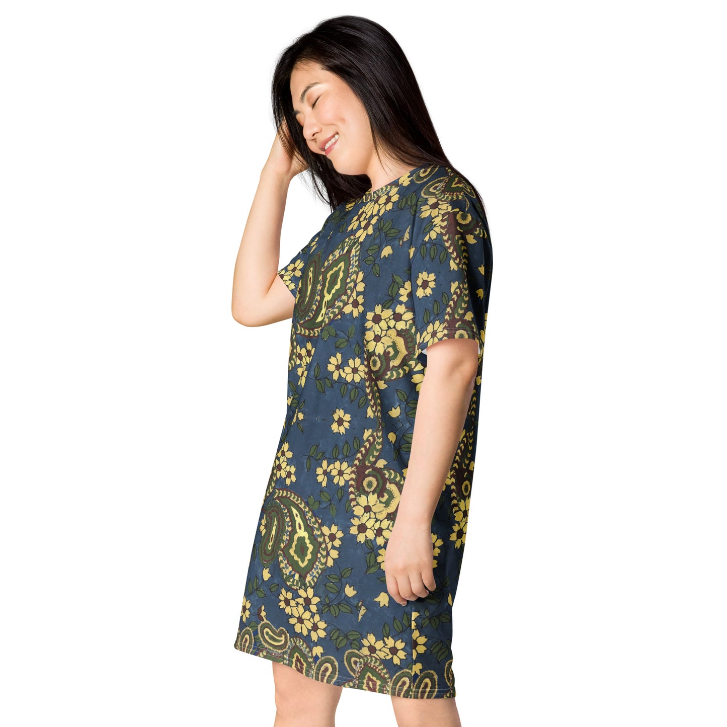 Vintage Blue Paisley T-shirt dress