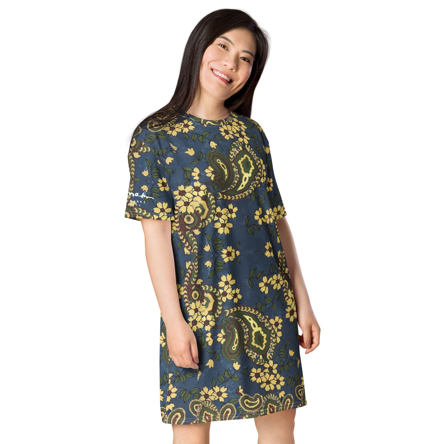 Vintage Blue Paisley T-shirt dress