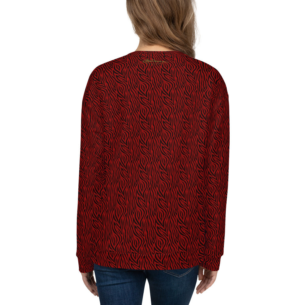 Recycled Unisex Sweatshirt - Red Zebra - Women