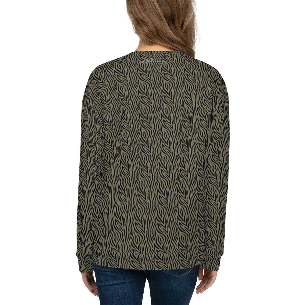 Recycled Unisex Sweatshirt - Khaki Zebra - Women