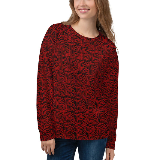 Recycled Unisex Sweatshirt - Red Zebra - Women