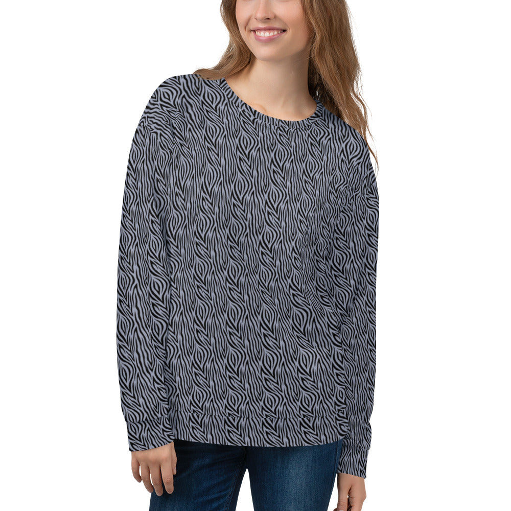 Recycled Unisex Sweatshirt - Grey Zebra - Women
