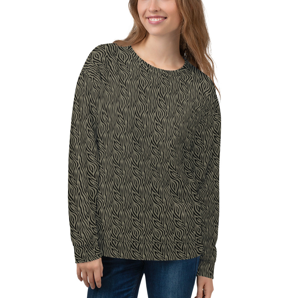 Recycled Unisex Sweatshirt - Khaki Zebra - Women