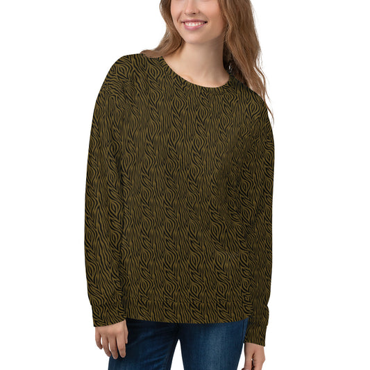 Recycled Unisex Sweatshirt - Olive Zebra - Women