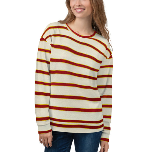 Recycled Unisex Sweatshirt - Red White Stripe - Women