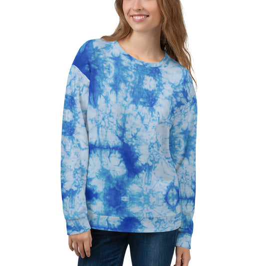Recycled Unisex Sweatshirt - Blue Tie Dye - Women