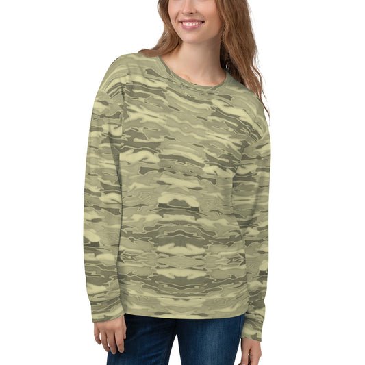Recycled Unisex Sweatshirt - Khaki Camouflage Lava  - Women
