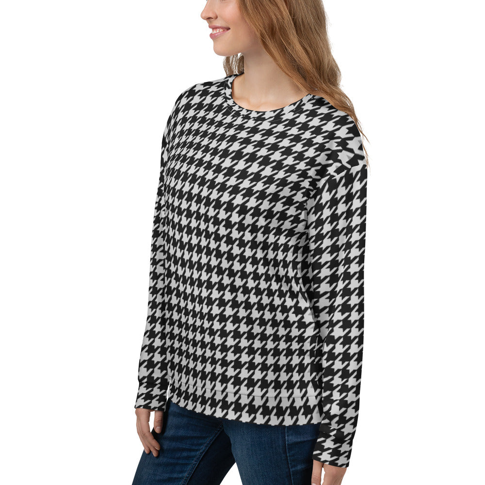 Recycled Unisex Sweatshirt - BW Houndstooth - Women