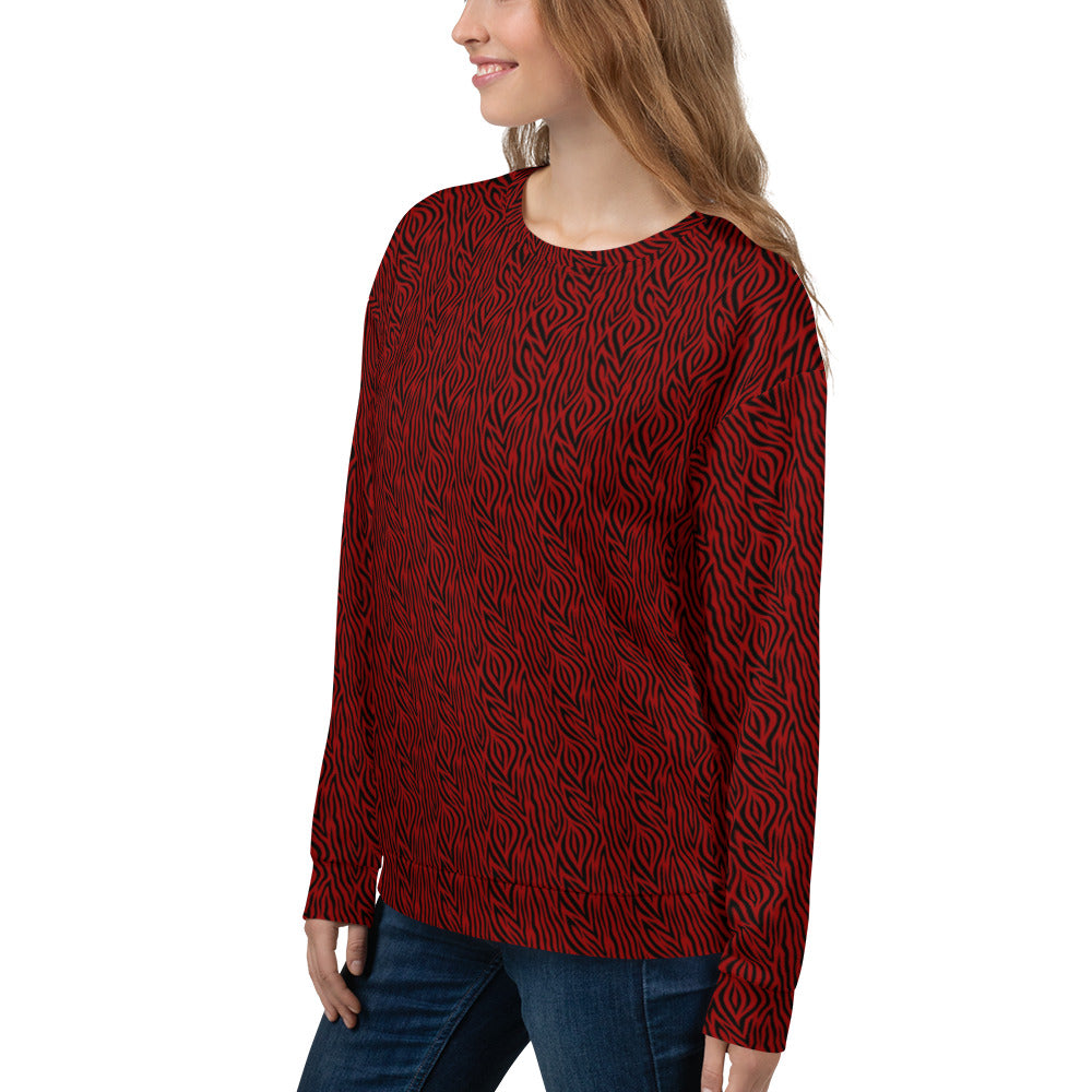 Recycled Unisex Sweatshirt - Red Zebra - Women