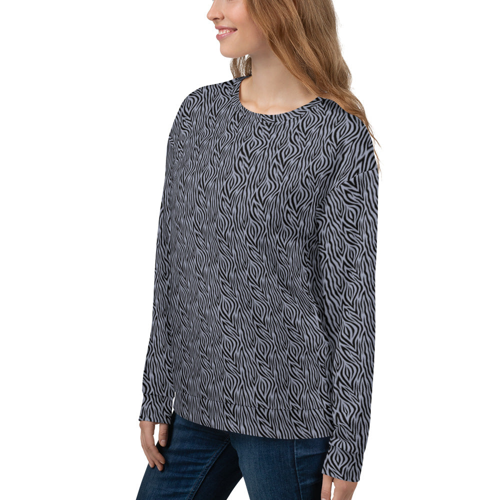Recycled Unisex Sweatshirt - Grey Zebra - Women